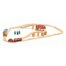 Holzzug - Wooden Toy Swivel Bridge Train Set