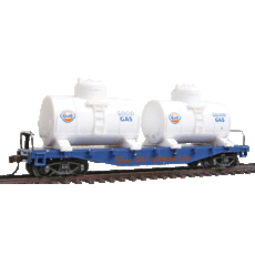 H0 40\' Flatcar with Twin Removable Tanks Gulf