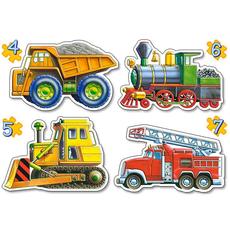 Puzzle - 4, 5, 6, 7 Teile - Fahrzeuge 2 - 4 x 1 Fahrzeug