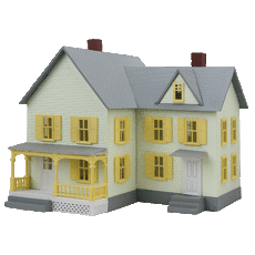 H0 Built-Up Buildings - Lighted w/2 Figures -- Dr. Andrew\'s Hous