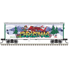 H0 40\' Plug-Door Boxcar - Ready to Run - Trainman(R) -- Merry Christmas NPLX #25