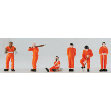 H0 Prisoners pkg(6) -- With Solid-Orange Uniforms